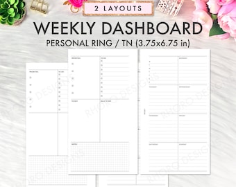 Personal Planner Printable Inserts, Weekly Inserts, Weekly Dashboard, Filofax Refill, Filofax Personal Inserts, Foxy Fix Inserts Printable