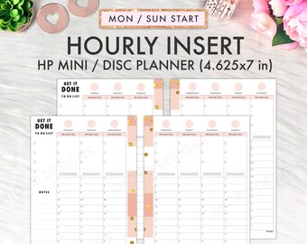 Happy Planner Mini inserto imprimible, Happy Planner diseño por hora imprimible, Happy Planner semanal imprimible Mini Happy Planner Insertar sin fecha