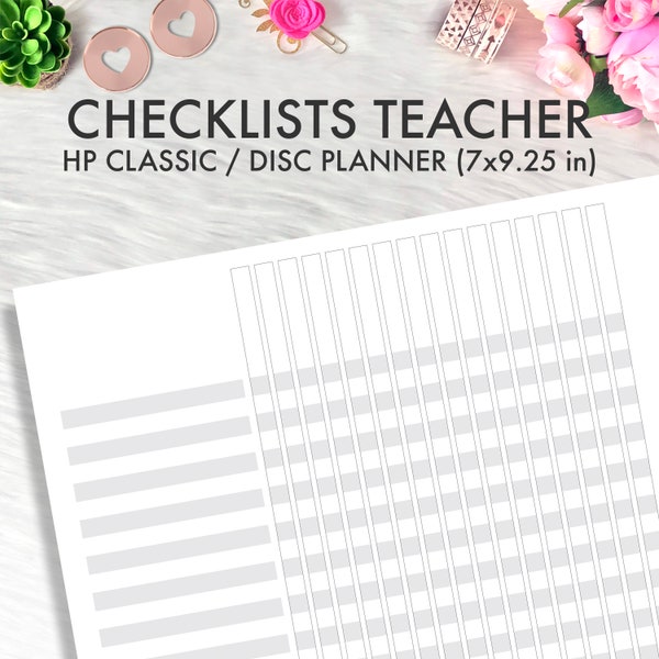 Teacher Checklist Happy Planner Inserts Etsy