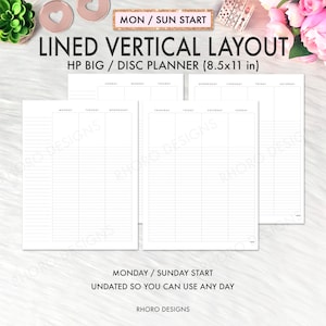 Happy Planner Big Printable, Happy Planner Lined Vertical, Happy Planner Weekly Lined Vertical Printable Inserts, Big Happy Planner Weekly