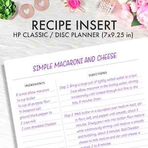 Happy Planner CLASSIC RECIPE Druckbare Einlage, Rezept Druckbare Einlage, Rezeptbeilage Happy Planner Classic Refill Printable Inserts Planer