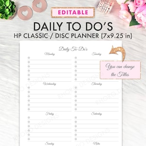 EDITABLE Happy Planner Printable Inserts, Weekly Checklist, Happy Planner Printable, Happy Planner Classic Weekly Inserts, Daily To Dos List