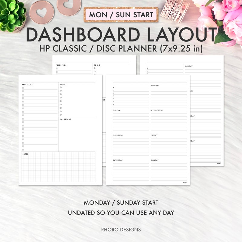 Printable Dashboard Planner Layout Etsy