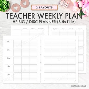 Teacher Happy Planner Big Printable Insert, Teacher Weekly Plan Insert Happy Planner Big, Teacher Weekly Undated Refill Printable Inserts