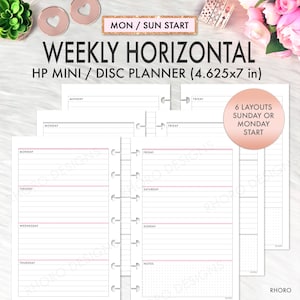 MINI Happy Planner Inserts, Happy Planner Mini Printable Inserts, Weekly Horizontal Undated, Happy Planner Printable Inserts Week Horizontal