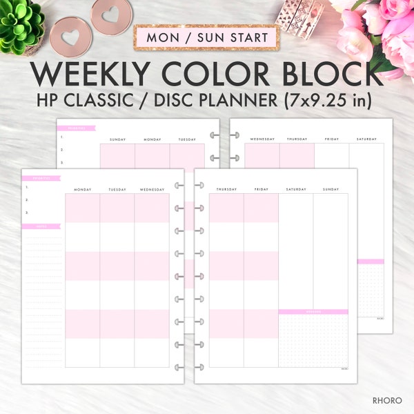 Happy Planner Insert Student, Student Happy Planner Color Block Weekly Layout, Classic Happy Planner Inserts Printable, Happy Planner Weekly