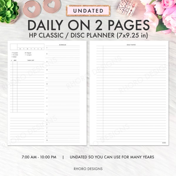 Classic Happy Planner Inserts, Happy Planner Inserts Printable, Daily on 2 Pages, DO2P, Two Page Per Day, Happy Planner Printable Refill PDF