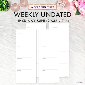 SKINNY MINI Happy Planner Inserts, Happy Planner Skinny Mini Printable Inserts, Weekly Undated, WO2P Happy Planner Skinny Printable Inserts