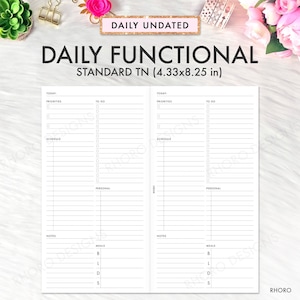 Standard TN Daily Midori Inserts, Daily Undated, Travelers Notebook Inserts Printable, Printable TN Inserts, Standard TN Inserts Printable