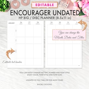 EDITABLE Big Happy Planner Printable Insert, Weekly Vertical Undated, Happy Planner Big Encourager Fitness Layout, Big Happy Planner Refill