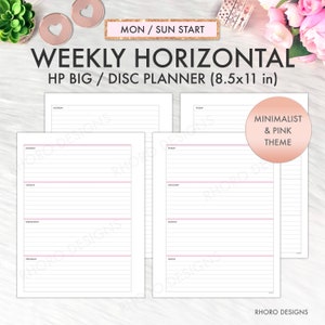BIG HAPPY PLANNER Printable Insert, Weekly Horizontal Undated, Happy Planner Big Horizontal Refill Printable Inserts, Big Happy Planner Week