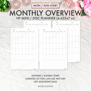 Happy Planner Mini, Happy Planner Monthly Overview, Monthly Overview, Happy Planner Printable Inserts, Happy Planner Mini Refill Printable