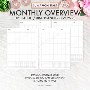 Happy Planner Classic Inserts, Happy Planner Month On One Page MO1P, Happy Planner Insert Printable, Happy Planner Classic Monthly Printable