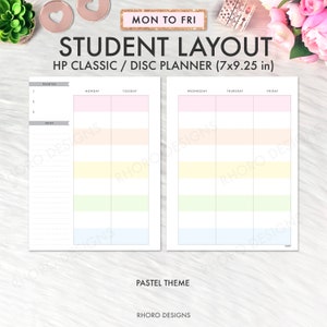 Happy Planner Student, Happy Planner Student Layout Printable Inserts, Student Happy Planner, Happy Planner Printables, Pastel Theme