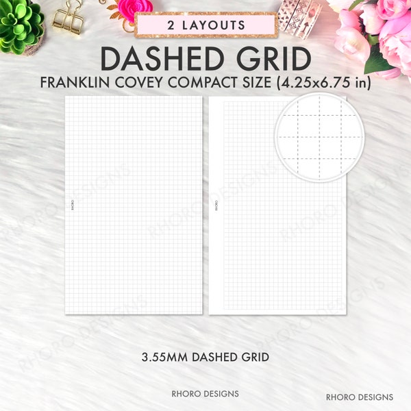 FRANKLIN COVEY Compact Inserts Printable, Grid, Dashed Grid Inserts, Franklin Covey Refill Printable, FC Compact Inserts Refill Printables