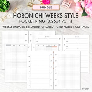 Pocket Ring Size Printable Insert Hobonichi Weeks Printable, Printable Pocket Ring Planner Insert Filofax Pocket Foxy Fix Pocket Insert Grid