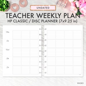 Happy Planner Classic Teacher Weekly Plan Printable Inserts, Teacher Weekly Undated, Teacher Happy Planner, Happy Planner Printable Inserts image 2