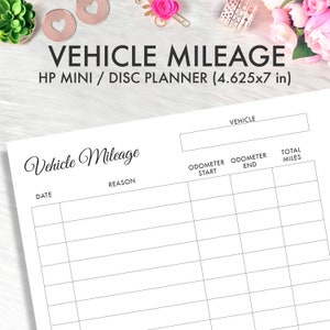 MINI HAPPY PLANNER Inserts Printable, Vehicle Mileage Log Tracker, Mileage Inserts, Happy Planner Mini Inserts, Happy Planner Mini Printable