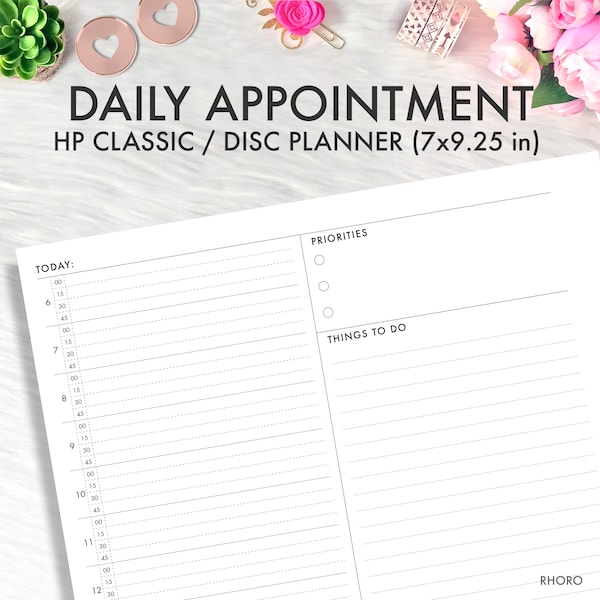 Classic Happy Planner Daily Appointment Schedule, Happy Planner Inserts Printable, Daily Appointment Inserts, Classic Happy Planner
