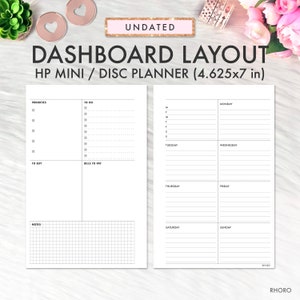 Diseño del tablero MINI HAPPY PLANNER Inserción imprimible, Happy Planner Mini Dashboard Semana Sin fecha Recarga Inserciones imprimibles, Happy Planner Mini