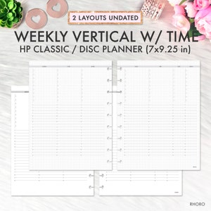 Classic Happy Planner Inserts, Weekly Grid with Time, Weekly Undated, Happy Planner Classic Printable Inserts, Weekly Undated, Weekly Refill image 1