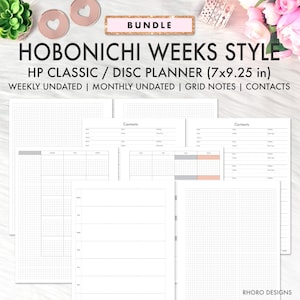 CLASSIC HAPPY PLANNER Printable Insert, Hobonichi Weeks Grid Style Bundle, Grid Happy Planner Monthly Weekly Contacts Grid Notes Printables