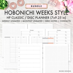 CLASSIC HAPPY PLANNER Printable Insert, Hobonichi Weeks Grid Style Bundle, Grid Happy Planner Monthly Weekly Contacts Grid Notes Printables