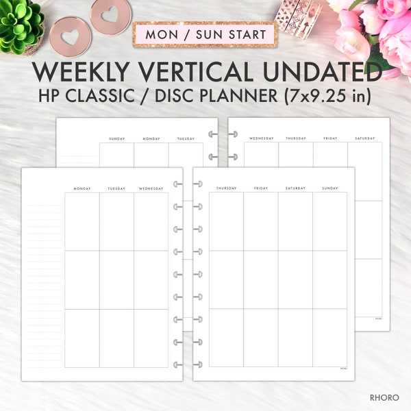 Classic Happy Planner Inserts, Happy Planner Inserts Printable, Weekly Vertical, Undated, Mambi Classic, Happy Planner Printable Inserts