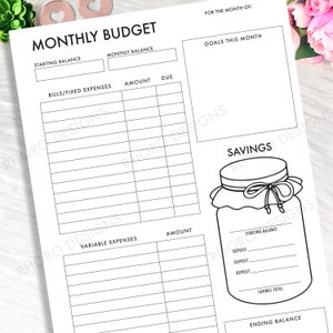 Happy Planner Classic Inserts, Monthly Budget, Happy Planner Classic Budget Inserts, Monthly Budget Printable, Happy Planner Budget Inserts image 1