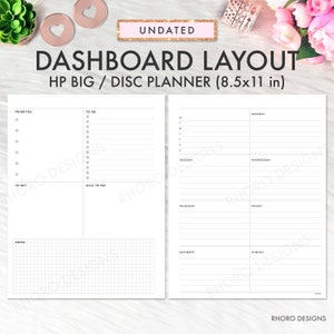 Dashboard Layout BIG HAPPY PLANNER Printable Insert, Dashboard Weekly Undated Happy Planner Refill Printable Inserts, Weekly Planner 2024