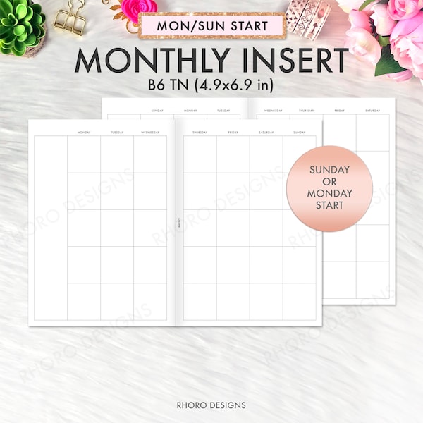 Printable B6 Tn Insert - Etsy