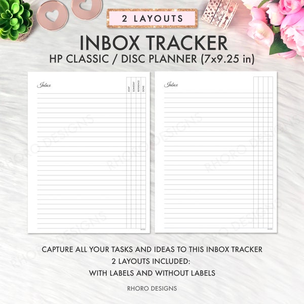 INBOX TRACKER Classic Happy Planner Printable Insert, Happy Planner Classic Inbox Printable Refill Inserts Planner, Inbox Tracker Printable