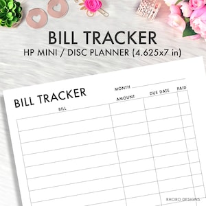 MINI Happy Planner Bill Tracker Printable Insert, Bills Page, Bill Checklist, Bill Log, Finance, Happy Planner Mini Refill Printable Inserts