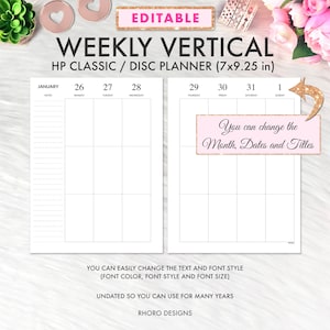 EDITABLE Classic Happy Planner Inserts, Happy Planner Inserts Printable, Weekly Vertical, Happy Planner Printable Inserts, Weekly Planner