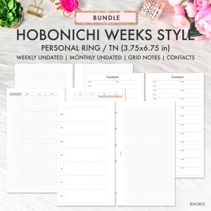 Personal Planner Inserts Printable, Hobonichi Style Bundle, Personal Planner Weekly Inserts, Personal Planner Printables, Personal TN Insert