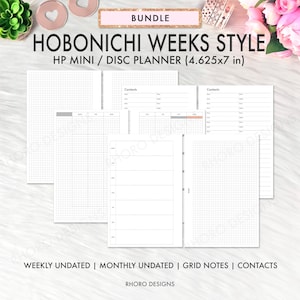 MINI HAPPY PLANNER Inserts, Happy Planner Printable Inserts, Happy Planner Mini, Hobonichi Weeks Grid Style Bundle, Grid Minimalist Inserts