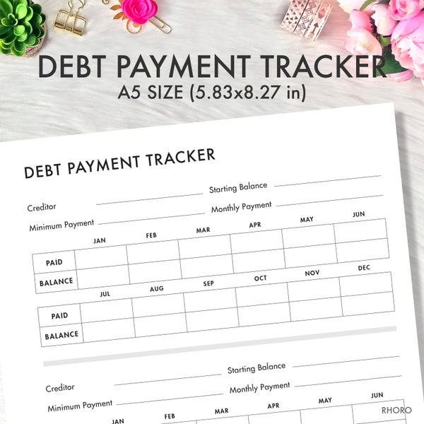 A5 DEBT TRACKER, Debt Payment Tracker Printable, Debt Payment Tracker, Debt Tracker Payoff, Debt A5 Printable Insert, Debt Payment Log