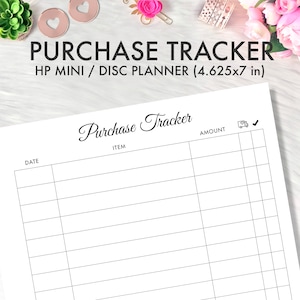 Happy Planner Mini Inserts, Mini Happy Planner Printables, Purchase Tracker Printables, Happy Planner Mini Printable Inserts, Purchase Log