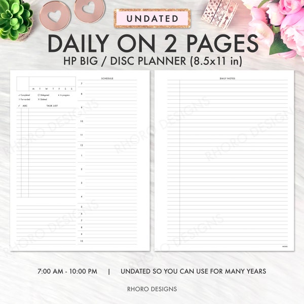 Big Happy Planner Inserts, Happy Planner Big Inserts Printable, Daily on 2 Pages, DO2P, Two Page Per Day, Happy Planner Printable Refill PDF