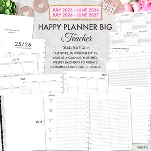 Happy Planner Teacher 2025-2026, Big Happy Planner Teacher Printable, Big Happy Planner Inserts, Bundle Inserts, Monthly Weekly Printables