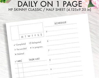 SKINNY CLASSIC Happy Planner Printable Insert, Daily On One Page, DO1P, Daily Insert Hourly Undated, Happy Planner Skinny Classic Refill Pdf