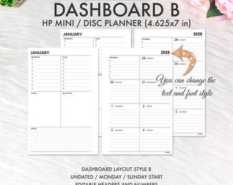 Planificador Mini EDITABLE imprimible, insertos imprimibles para el diseño del panel de control de Happy Planner Mini, plantilla semanal sin fecha de Happy Planner Mini