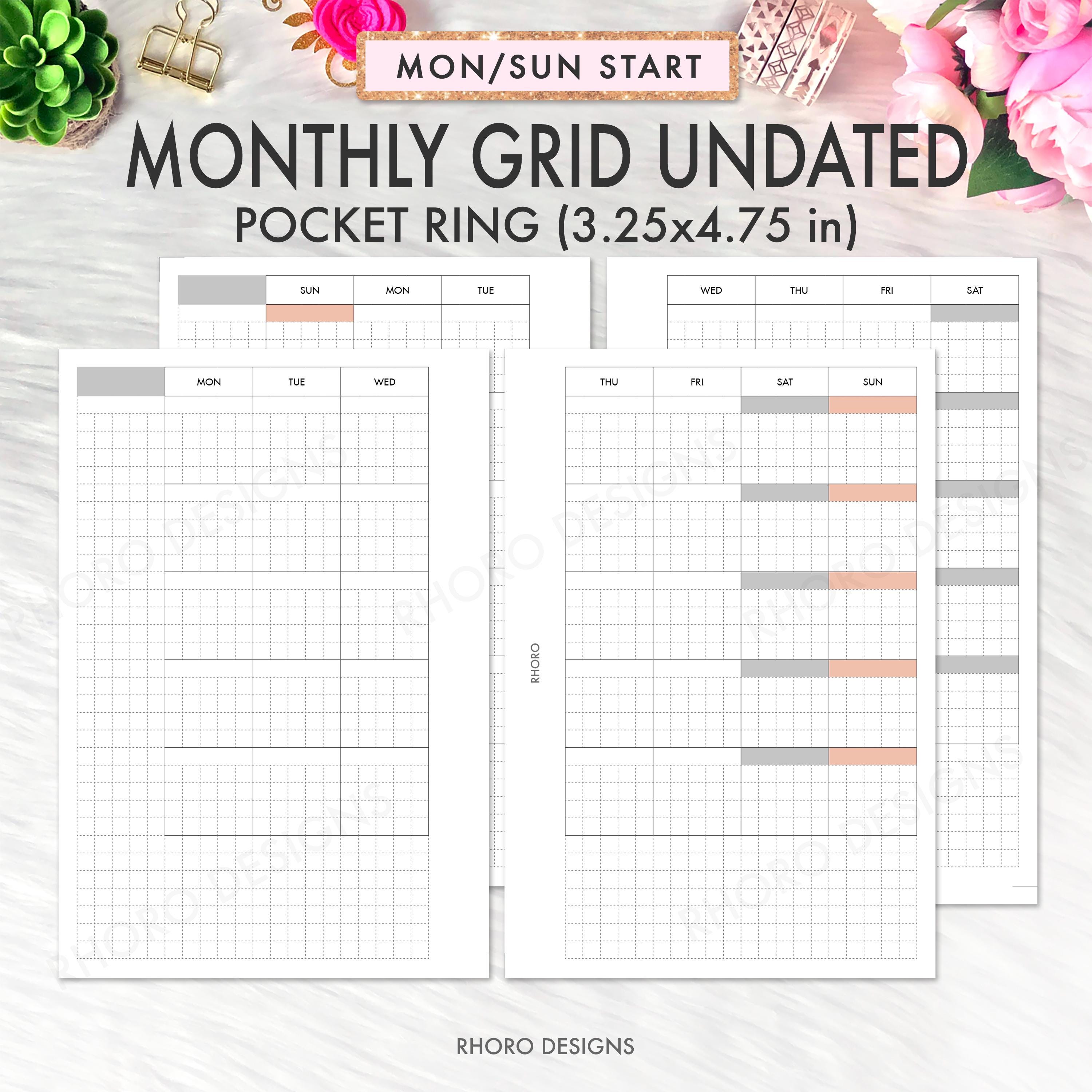 Pocket Ring Size Printable Insert Hobonichi Monthly Printable ...