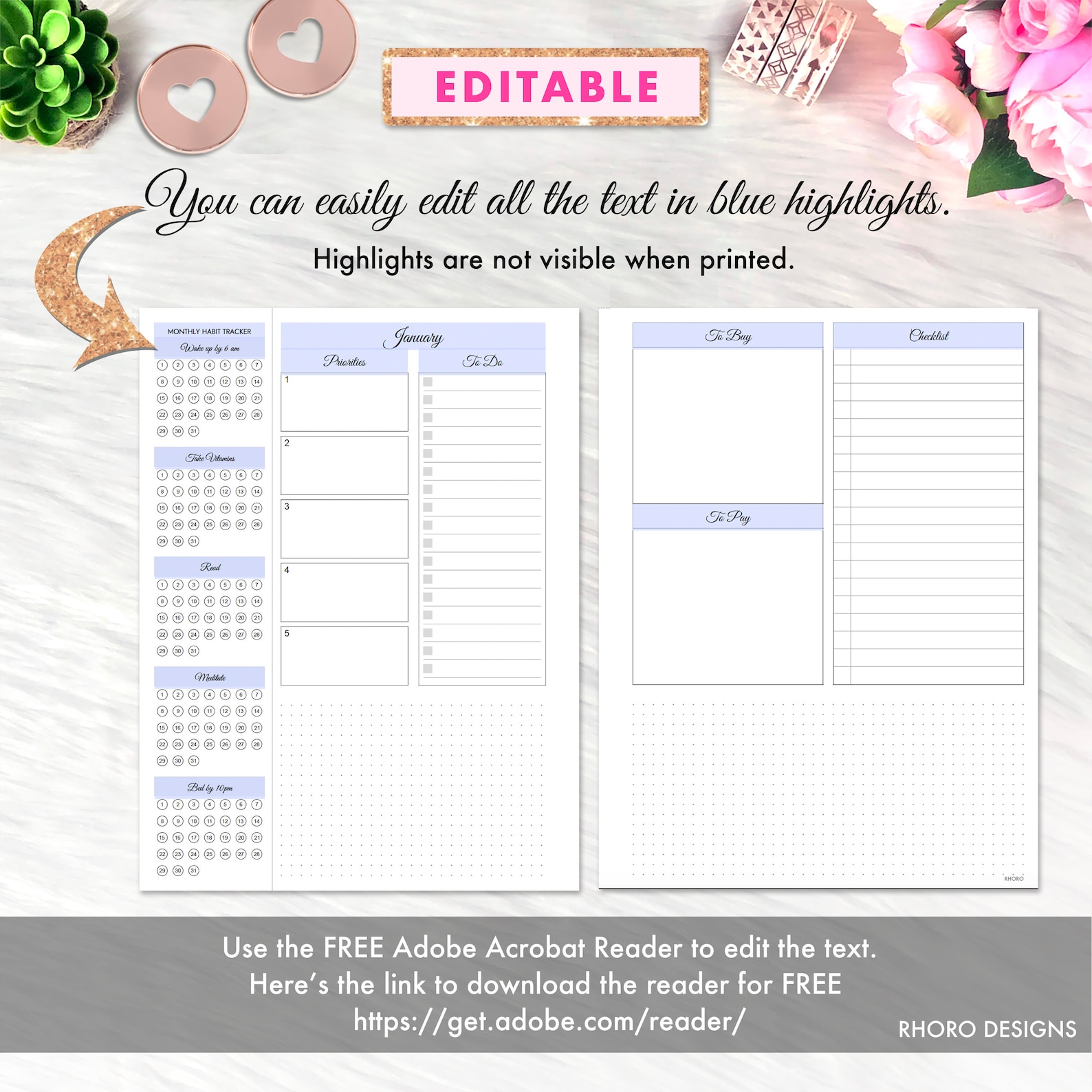 Happy Planner Monthly Printable Inserts, Monthly Overview, Month at A ...