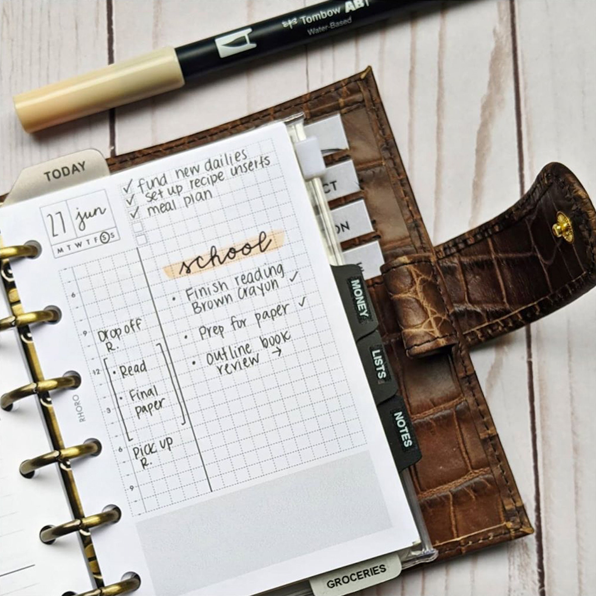 Pocket Ring Size Printable Insert Hobonichi Planner, Grid Daily Inserts ...