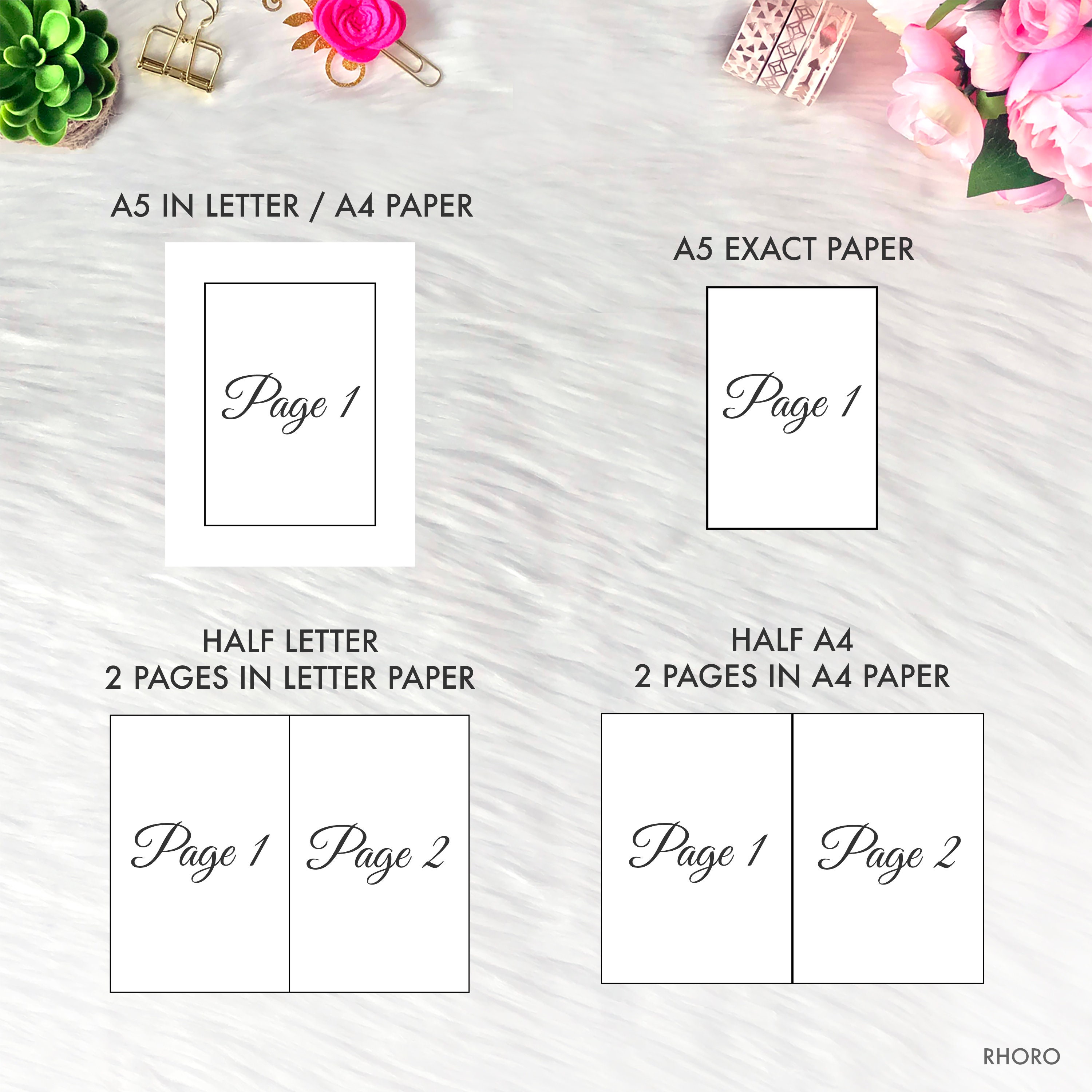 Undated Half Letter Planner Inserts