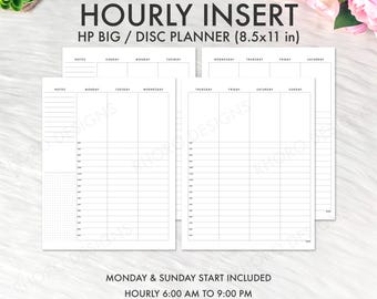 Big Happy Planner Hourly, Happy Planner Inserts Printable, Happy Planner Hourly Inserts, Weekly Hourly Time Printable Inserts PDF Download