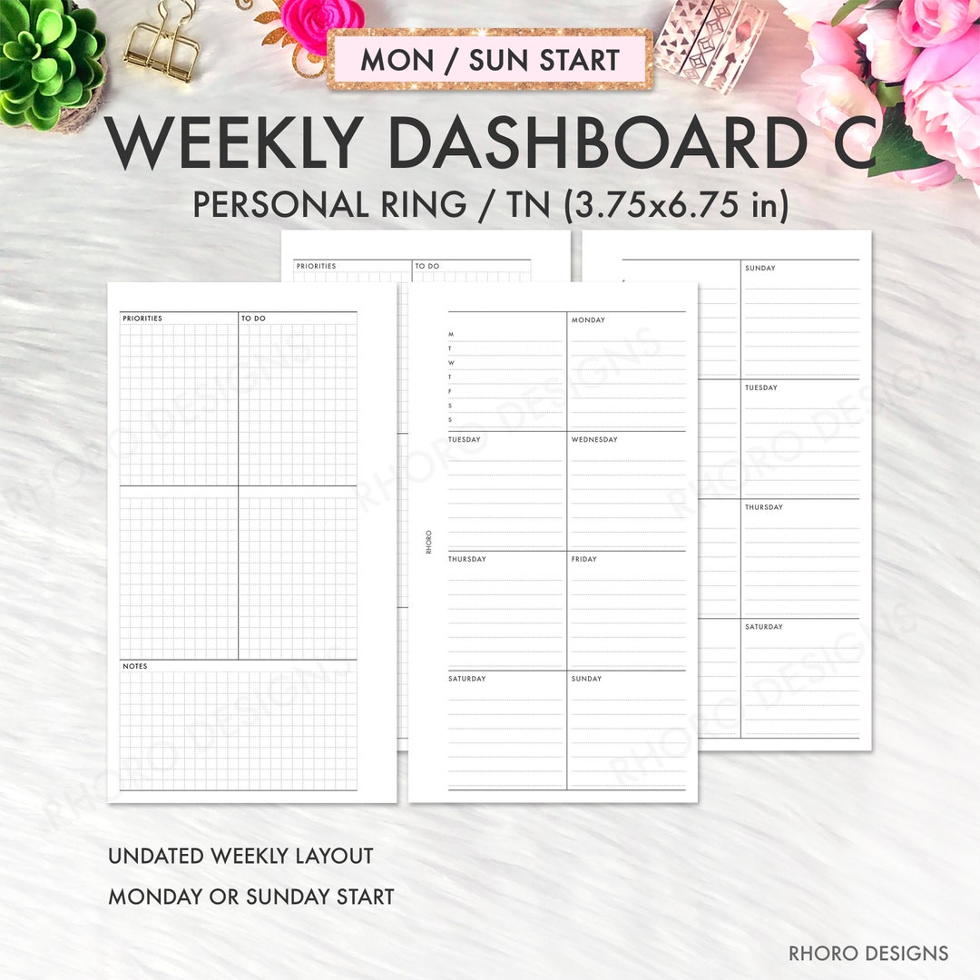 Personal Planner Inserts, Weekly Undated Printable, Filofax Personal ...