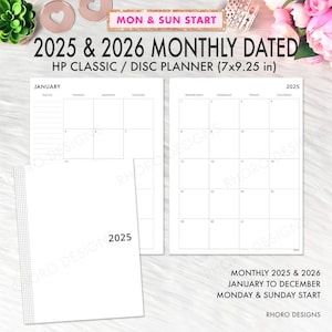 Classic Happy Planner 2025 2026, Monthly Printable, 2025 Calendar Refill, 2025 Happy Planner Refill Printable, Classic Monthly Planner PDF