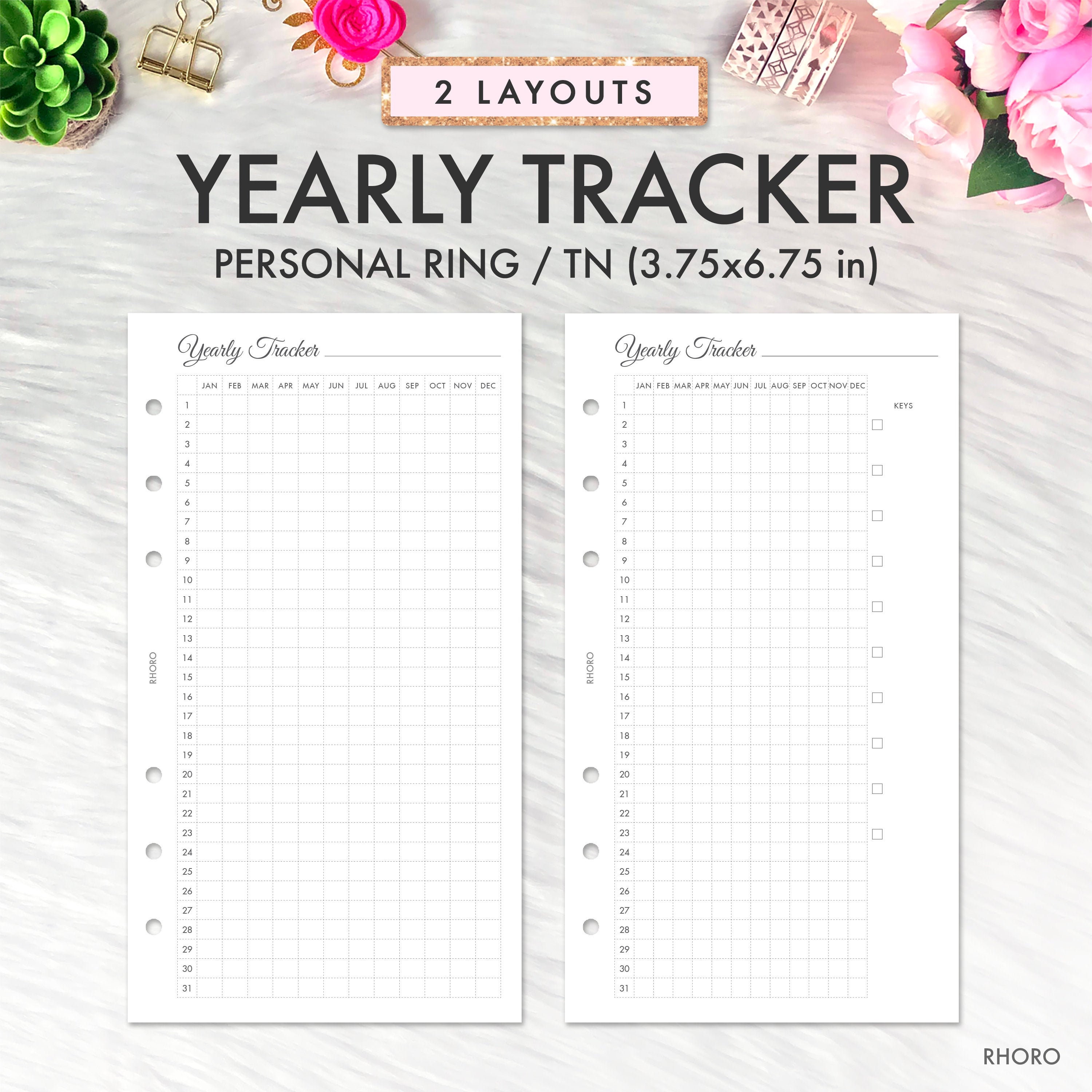 Personal Planner Inserts Printable, Yearly Tracker, Personal Planner Printable, Filofax Personal Refill, Foxy Fix Personal Ring Inserts